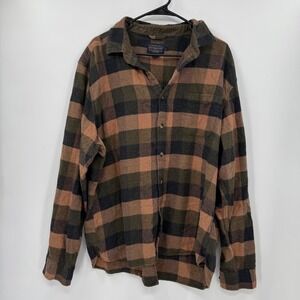 Pendleton Flannel Plaid Button Up‎ Shirt Mens XL Long Sleeve Cotton